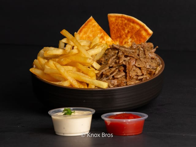 Gyro Fries Over Rice.